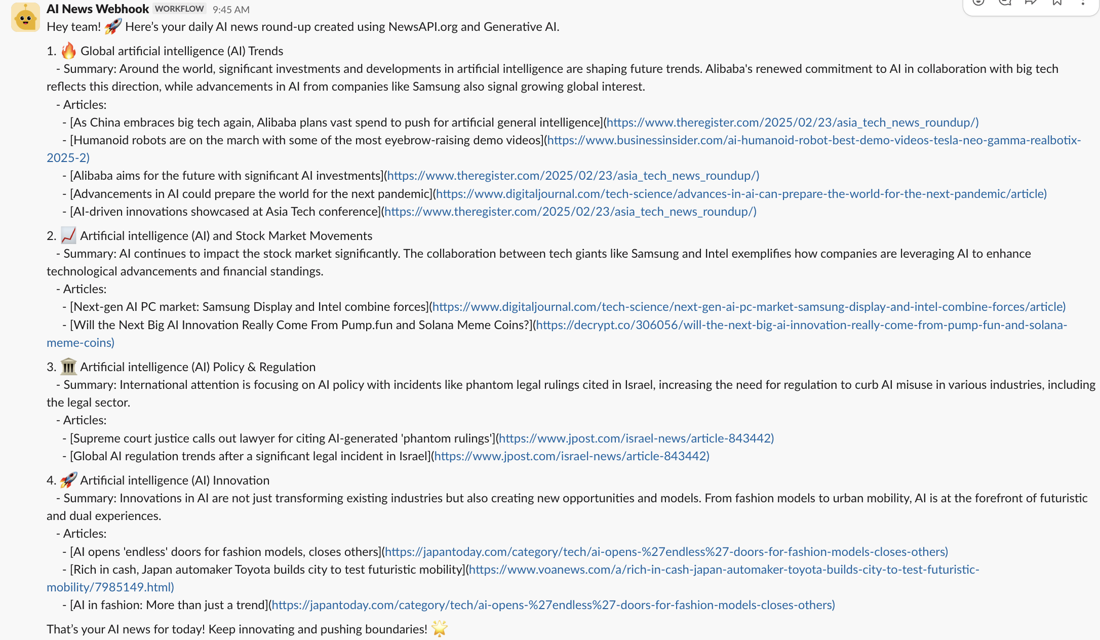 News Notifier Slack digest